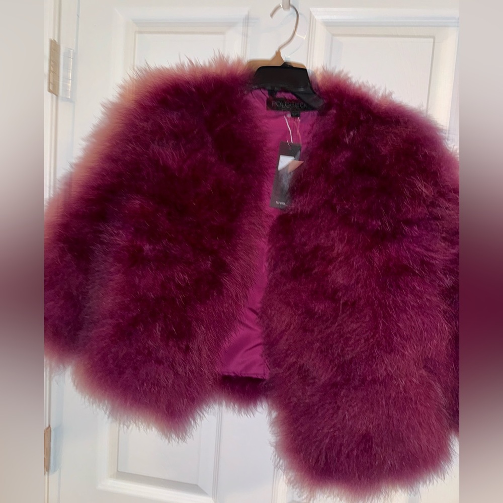 Burgundy Fur Cropped Jacket